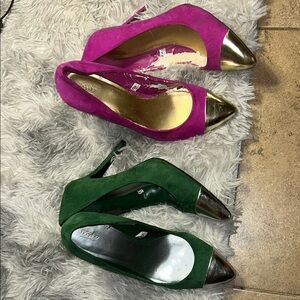 Stylish Pink and Green Women's Heels- used but still has some miles in them